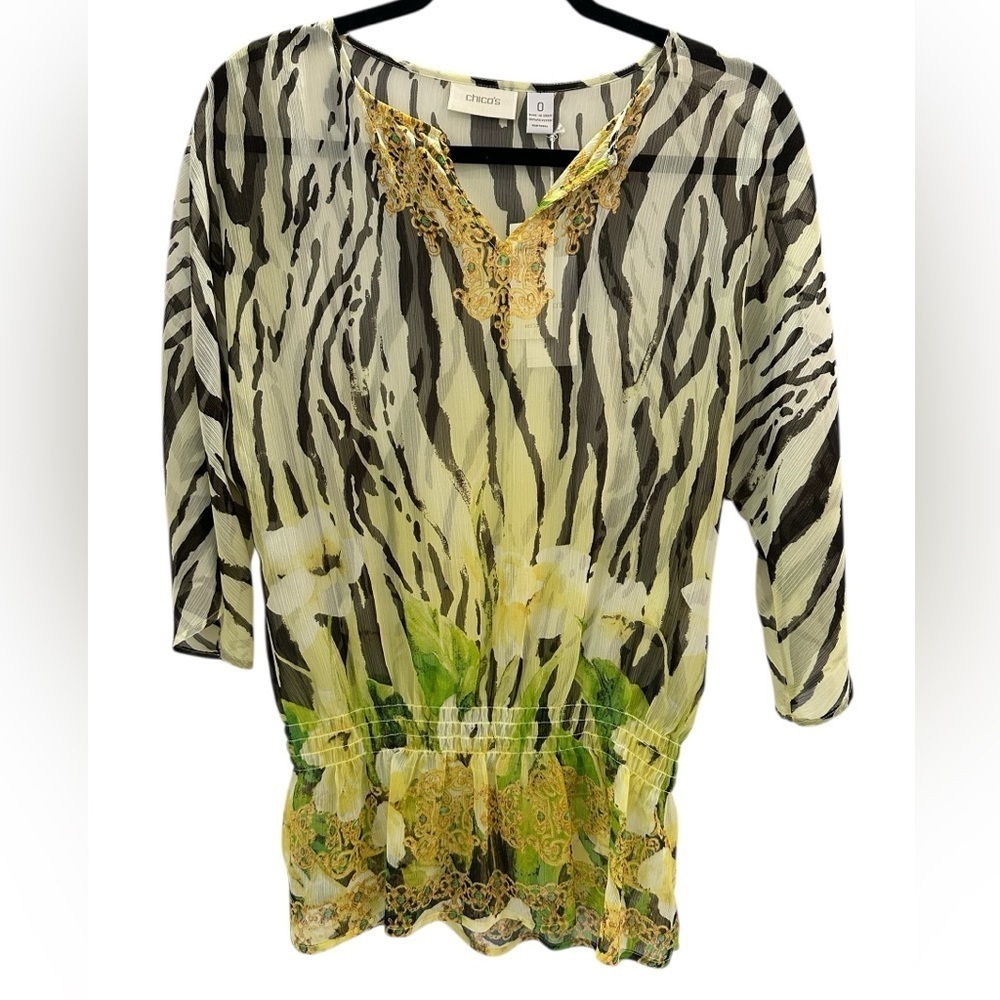NWT Chico's Vetiver Dream Shay 3/4 Sleeve Top